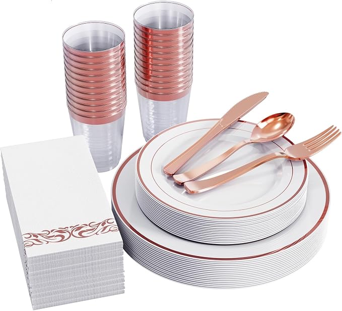 FOCUSLINE 175 Count Rose Gold Dinnerware Set by FOCUSLINE