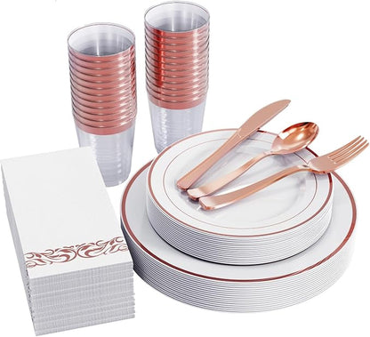 FOCUSLINE 175 Count Rose Gold Dinnerware Set by FOCUSLINE