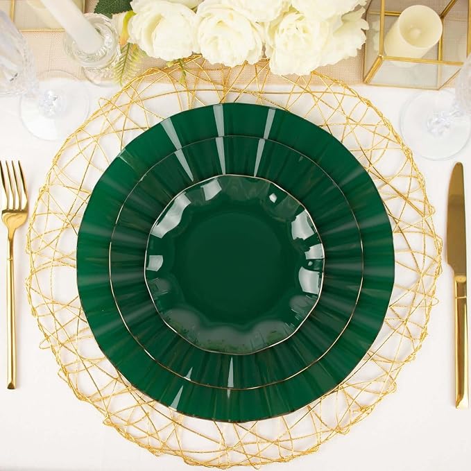 Efavormart 10 Pack | Hunter Emerald Green 6" Round Plastic Dessert Salad Plates - Image 2