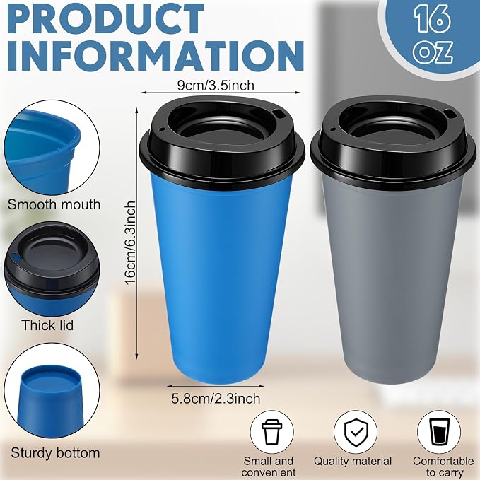 Honeydak 45 Pack 16 oz Reusable Coffee Cups - Image 3
