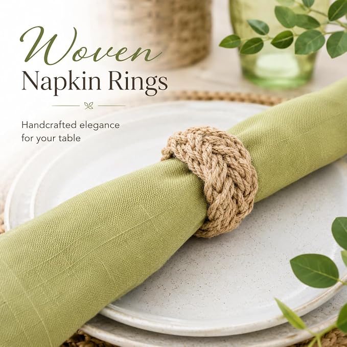 ALPHA Living HOME Woven Napkin Rings Set of 6 - Image 2