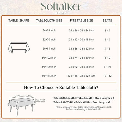 Softalker Blue Tablecloths Rectangular 84x60 inch Linen Textured Table Cloth Waterproof, Stain and Wrinkle Resistant, Outdoor Table Cloth for 6 Foot Rectangle Tables Decor for Party Holiday Birthday