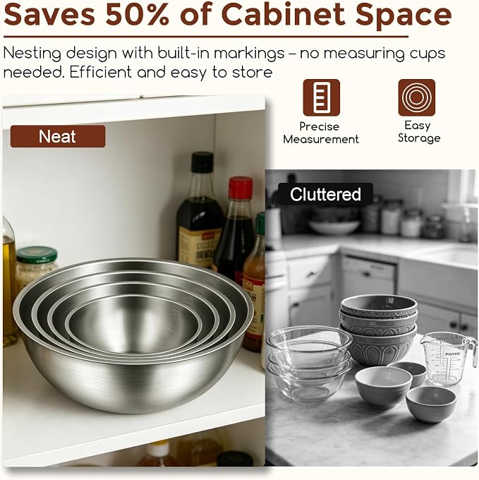 Gronivex Stainless Steel Mixing Bowls Set, 4-Piece | Food-Grade Metal, - Image 6