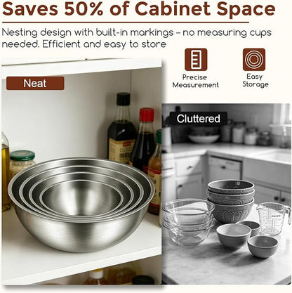 Gronivex Stainless Steel Mixing Bowls Set, 4-Piece | Food-Grade Metal, - Image 6