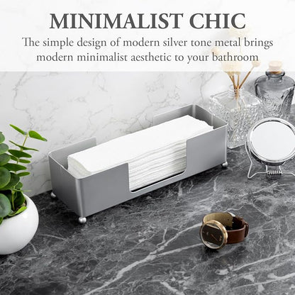 MyGift Modern Silver Tone Metal Countertop Folded Paper Towel Holders, - Image 2