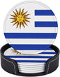 6 Pack Uruguay Flag Leather Coaster by GTEVUTS