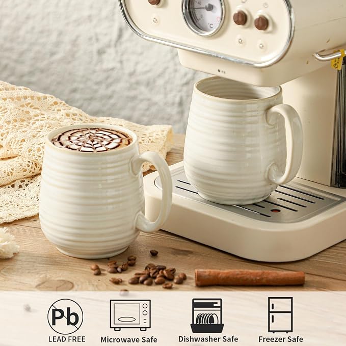 HASENSE Coffee Mugs Set of 2, 20 oz Ceramic Coffee Cups - Image 5