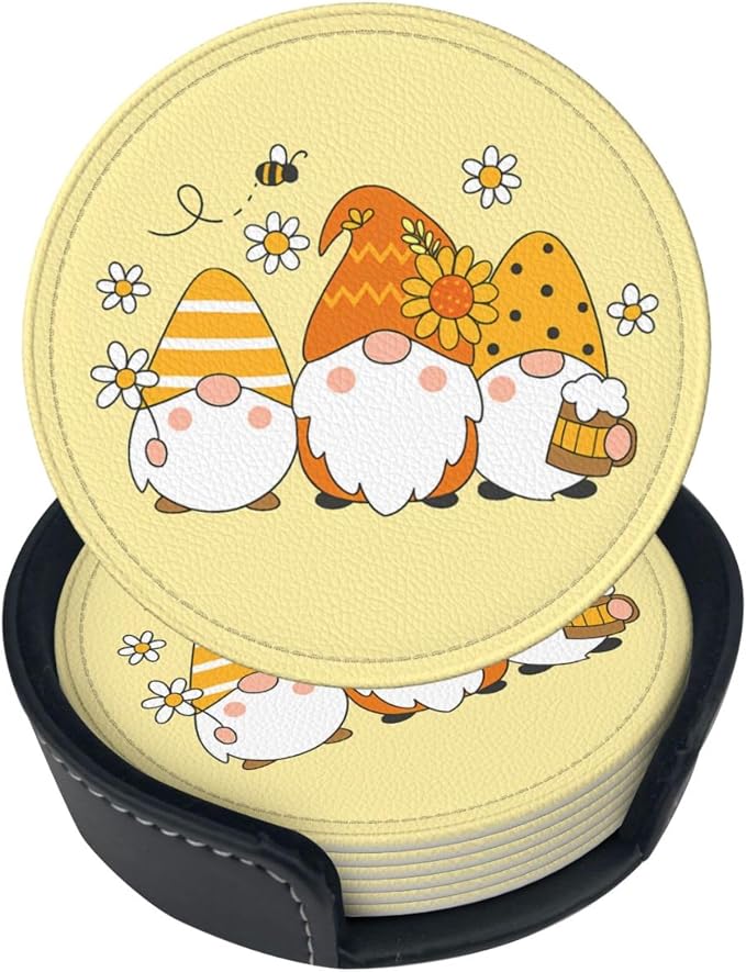 6 Pcs Leather Coasters for Drinks by Famame