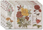 Vinyl Rectangular Placemats Set of 4 - Non Slip Place Mats Ideal for Indoor and Outdoor Dining Table - Washable and Heat Resistant Fall Placemats for Kitchen Tables (Flowers)