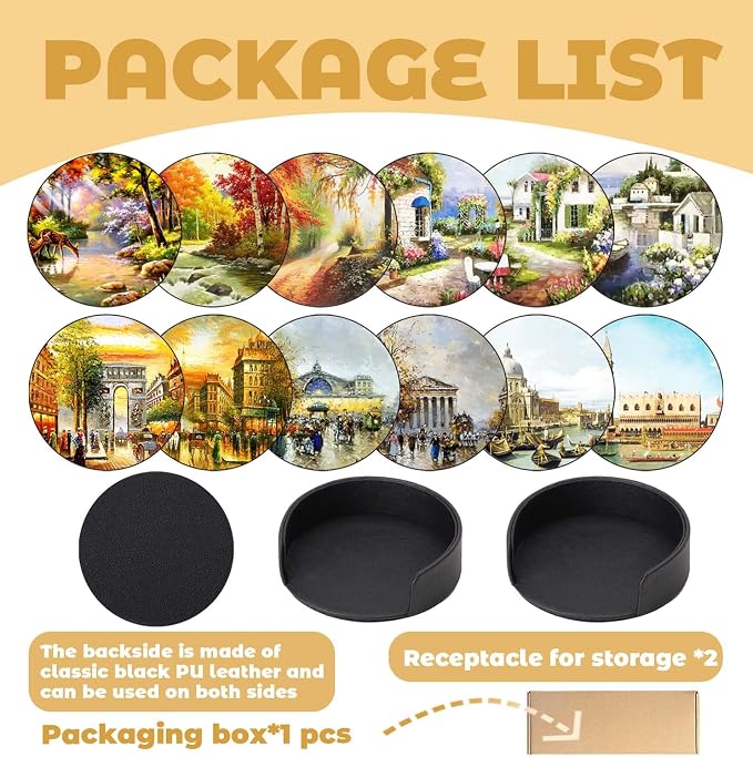 Coasters Set of 12- Famous Buildings and Landscapes Style - Image 3