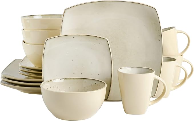 Gibson Soho Lounge Square Reactive Glaze Stoneware Dinnerware Set, Service by GibsonHomewares