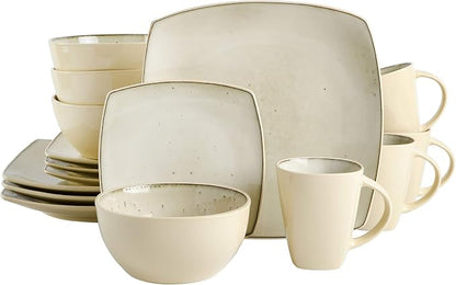 Gibson Soho Lounge Square Reactive Glaze Stoneware Dinnerware Set, Service by GibsonHomewares
