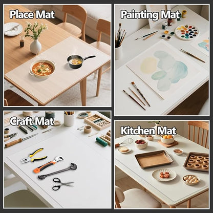 48" x 24" Heat Resistant Mat for Countertop Lanstics Silicone Baking Mat Non-Slip Silicone Mats Multipurpose Countertop Protector Mats Fire Resistant Mat Place Mat for Kitchen Counter (White)