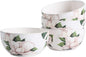 Bico Magnolia Floral Cereal Bowls Set of 4, 26 oz Deep Ceramic Soup Bowls by Bico
