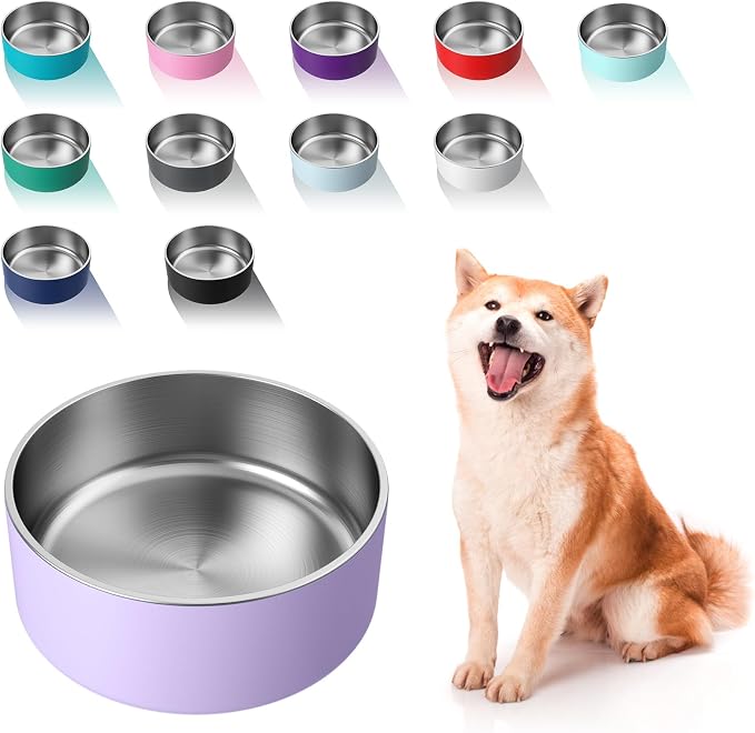 WENBOKMIN Dog Bowl, Stainless Steel Food and Water Bowl, Light Purple | Non by Wenbokmin