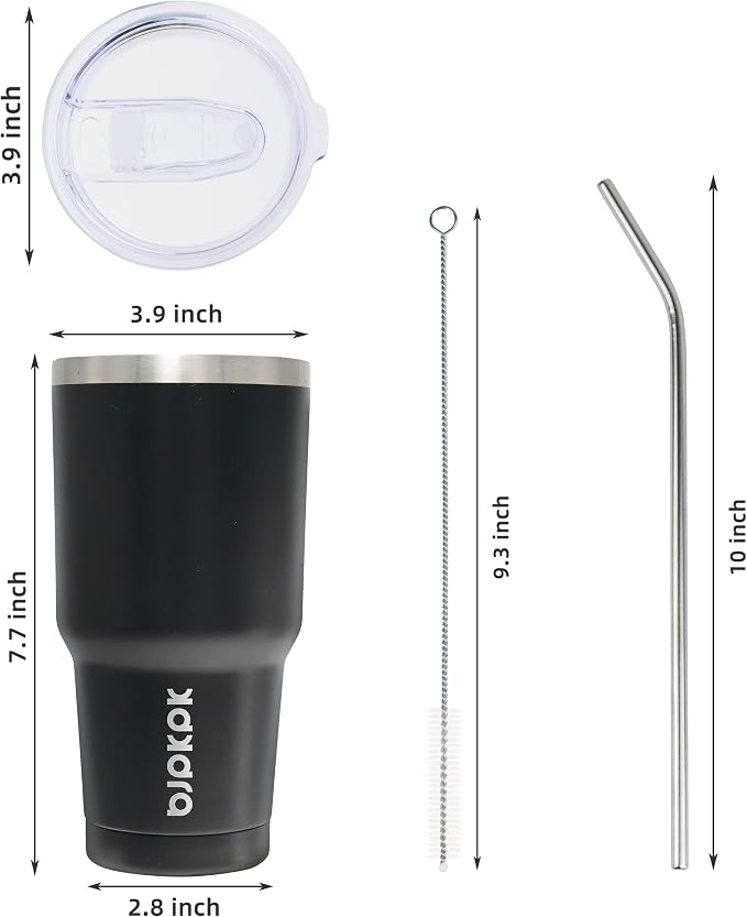BJPKPK 30 oz Tumbler with Lid and Straw, Insulated Stainless Steel Cup | Double - Image 3