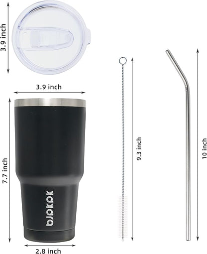 BJPKPK 30 oz Tumbler with Lid and Straw, Insulated Stainless Steel Cup | Double - Image 3