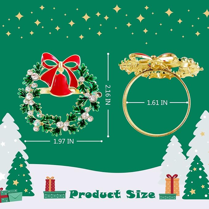 wonlex Christmas Napkin Rings Set of 6, Thanksgiving Day, Family Gatherings - Image 6