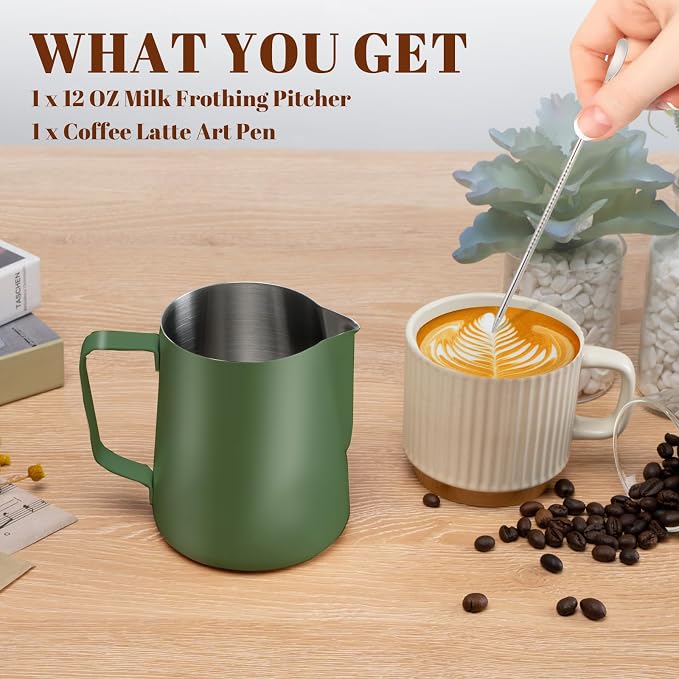 Amrules Milk Frothing Pitcher, 12 oz Milk Frother Cup - Image 3