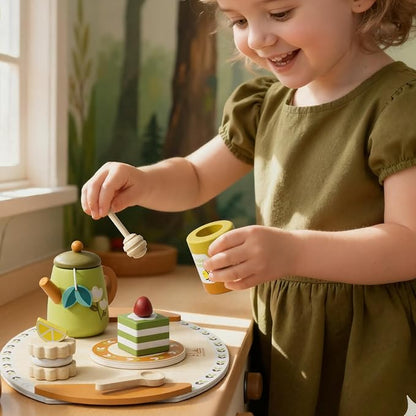 Wooden Tea Party Set for Toddlers 3-5 - Image 2
