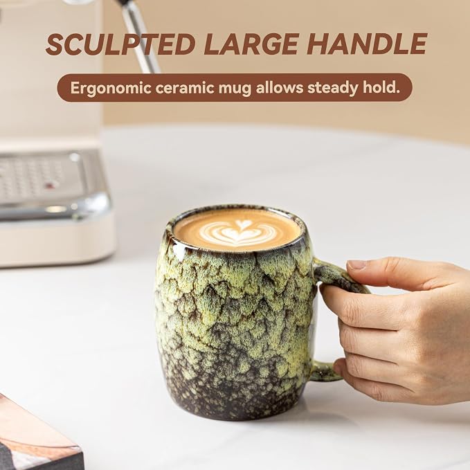Amber Nebula Ceramic Coffee Mug - 14 oz Unique Reactive Glaze Coffee Cup - Image 7