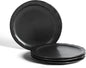 Stone Lain Oasis Stoneware Plate Dish Set, 4-Piece Dinner Plates - Ceramic Serving Dishes for 4 People - Microwave & Dishwasher Safe, Black