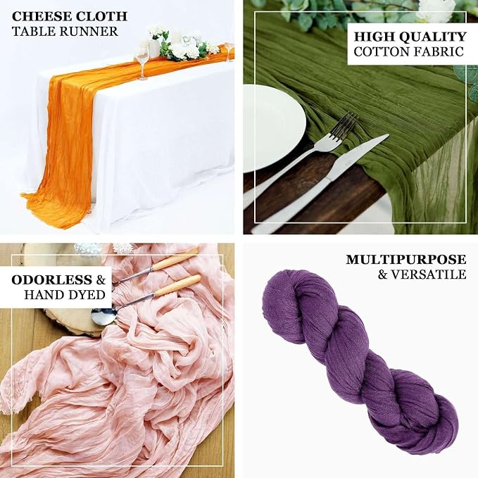 Efavormart 10ft Mauve Cheesecloth Table Runner - Image 3