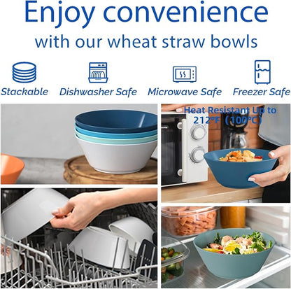 50 Oz Large Cereal Bowls, Unbreakable Wheat Straw Fiber Salad Bowl Sturdy and - Image 2