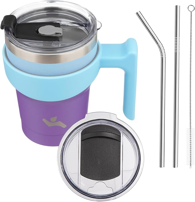 Konokyo 10 oz Tumbler with Handle and Straw, Insulated Travel Mug | Ocean by Konokyo