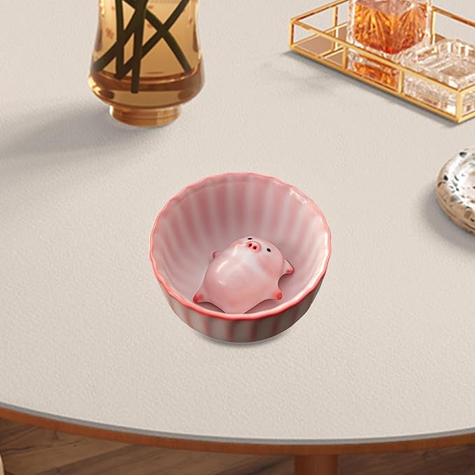 Ceramic Tea Cup and Piggy Miniature Figurine Traditional Porcelain Teacup - Image 5