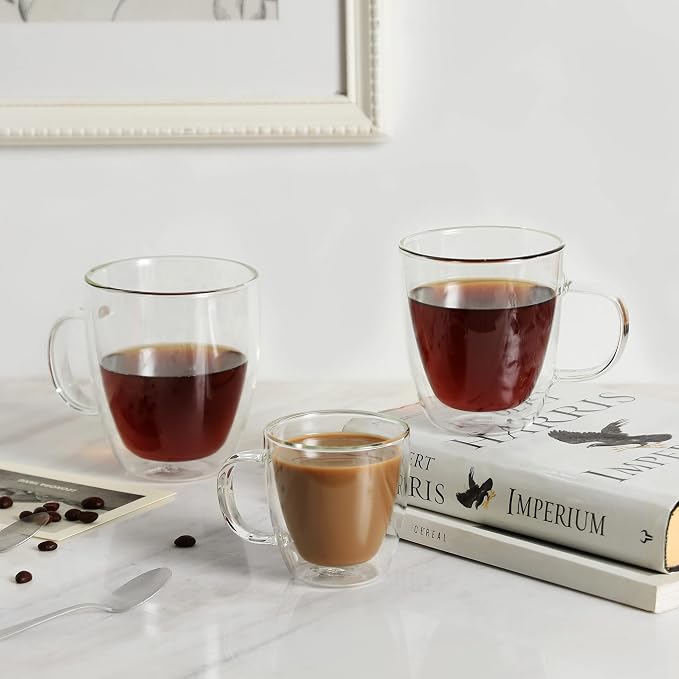 CNGLASS Glass Coffee Mugs 12oz, Double Walled Insulated Cappuccino Mug - Image 7