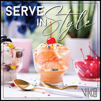Vikko Dessert Bowls, Set of 12 Decorative Glass Ice Cream Cups, 5.5 Ounce Glass Dish for Dessert, Candy, Fruit Cup, Dishwasher Safe