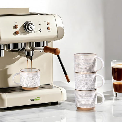GBhome 12 oz Coffee Mugs Set of 4, Stackable Ceramic Coffee Cups Set | Modern - Image 6