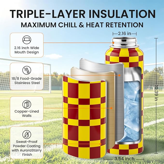 RAYMYLO Insulated Water Bottle 40 oz, Triple Wall Vacuum Stainless Steel | - Image 6