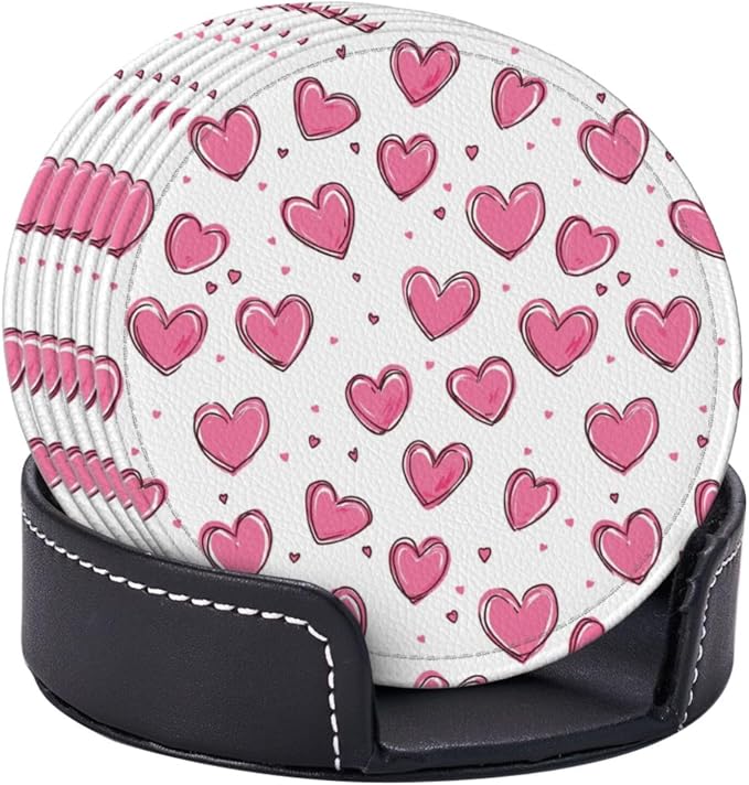 Valentines Day Pink Heart Coasters - Image 2