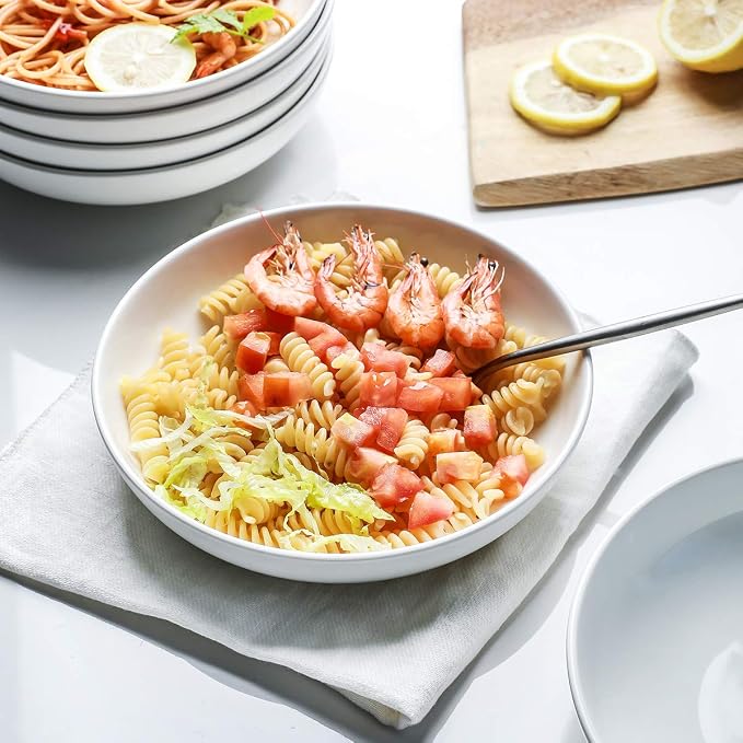 Selamica Ceramic 7.8 inch pasta bowls, 26 Ounce large porcelain salad soup bowls - Image 5