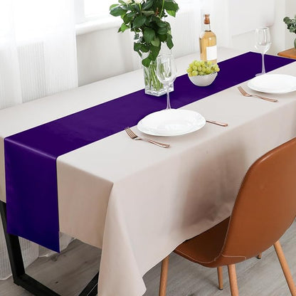 Aneco Satin 12 Pack Table Runner 12 x 108 Inch Dark Purple Long Wedding Satin - Image 7