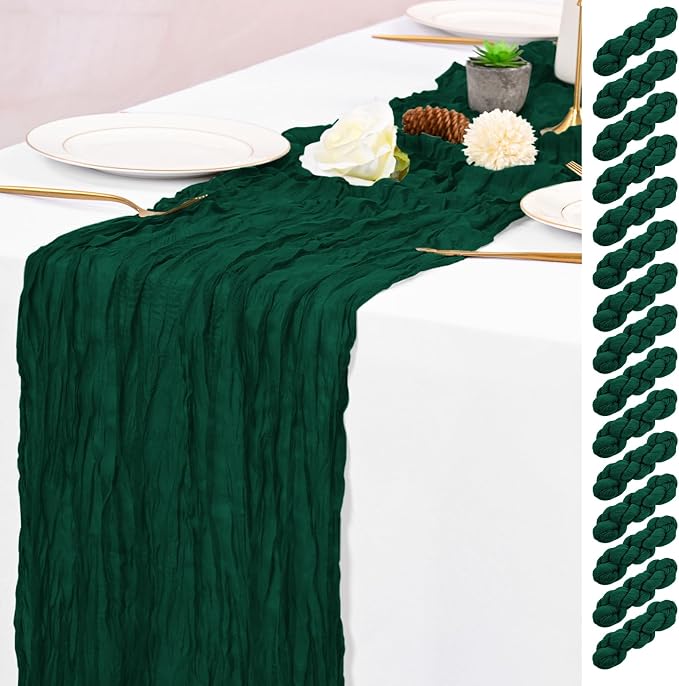 15 Pack Emerald Green Table Runner 17 x 108inch Cheesecloth Table Runner Boho by Lumaycens