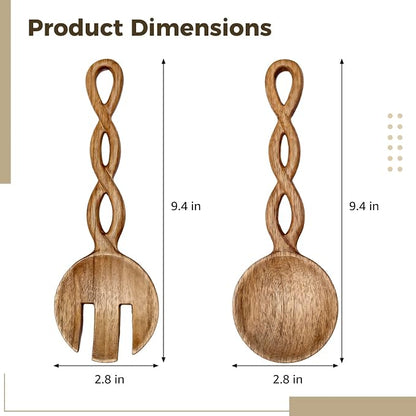 2PCS Wood Salad Tongs, 9.4inch Acacia Wood Salad Tongs - Image 4