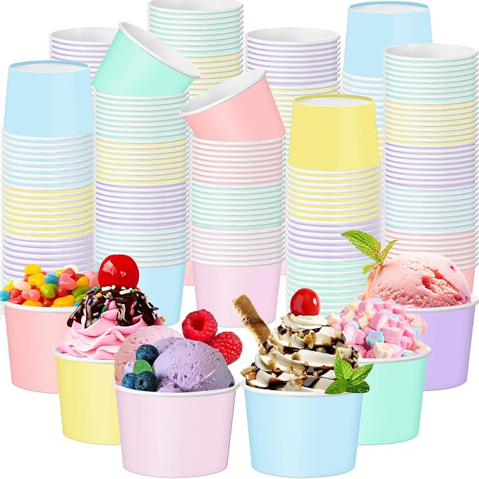 Jingmore Paper Ice Cream Cups 9oz Colored Disposable Dessert Bowls by Jingmore