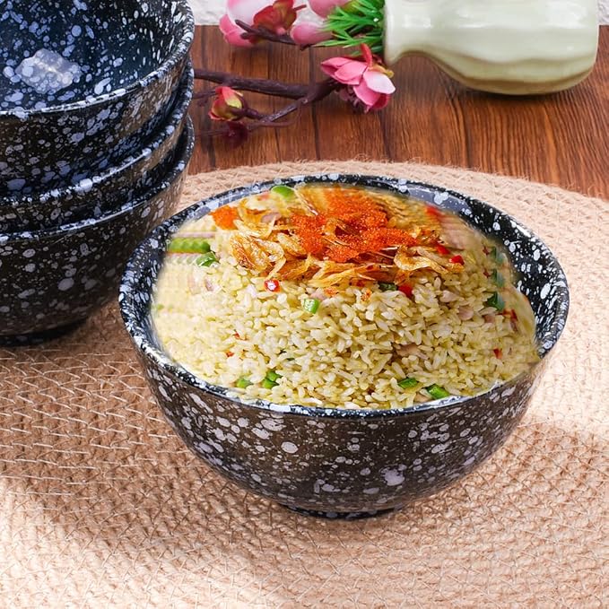 Japanese Bowl Set of 4 Ceramic Rice Bowls 4.5 Inch Speckled Glaze Snack Bowls - Image 3