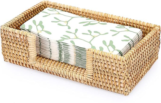 Sumnacon Napkin Holder Rattan Guest Towel Holder Tray for Bathroom,Woven Bathroom Napkin Holder Tray Decorative Napkin Holders for Kitchen Dining Table Party Holiday, Honey Brown
