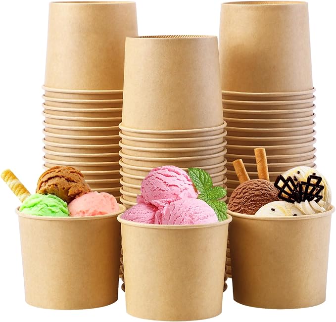 Lamosi Disposable Kraft Ice Cream Bowls 100 Count, 11 oz Paper Sundae Cups | by BuyNow
