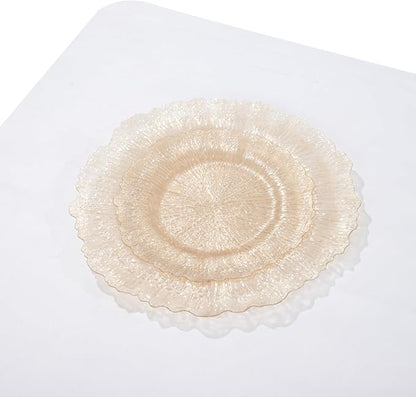 U-QE 60PCS Clear Coffee Plastic Plates - Clear Brown Plastic Plates Disposable Heavy Duty - Disposable Plates for Party Including 30PCS 10'' Dinner & 30PCS 7'' Dessert