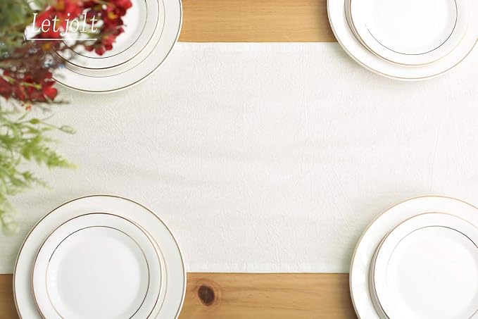 Letjolt White Table Runner 72 Inches Long | Rustic - Image 5