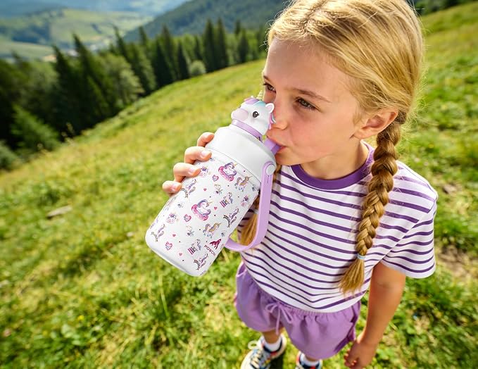 POWCAN 12 oz Kids Water Bottle for School: 2-in-1 Straw Spout Lid - Image 7