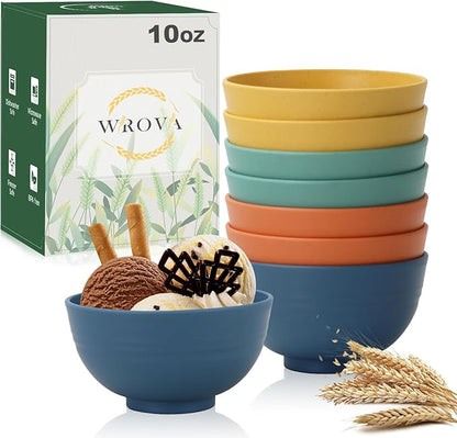 wheat straw small bowls 10oz set of 8 by WROVA