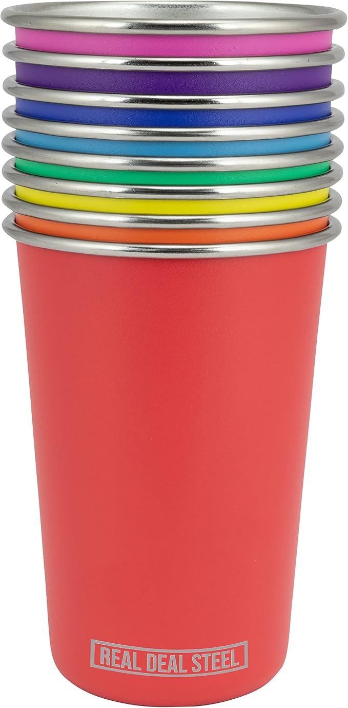 Real Deal Steel Rainbow Cups 16 oz Pint Cups, Stackable Tumblerrs, Eco Friendly - Image 7