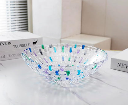 MAGCOLOR Hand Painted Blue Woven Glass Crystal Salad & Fruit Bowl Decoration - Image 8