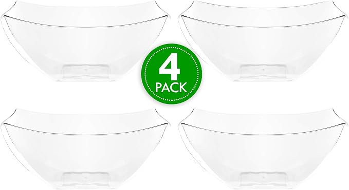 PLASTICPRO Disposable Square Serving Bowls, Party Snack or Salad Bowl, Plastic - Image 4